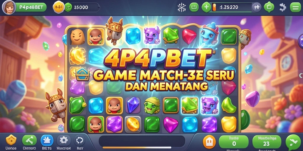 Screenshot utama 4P4PBET menampilkan gameplay seru Match-3.