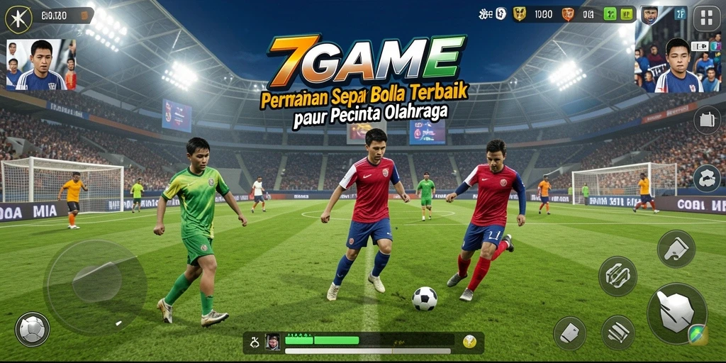Tangkapan layar utama menunjukkan aksi seru dalam permainan sepak bola.