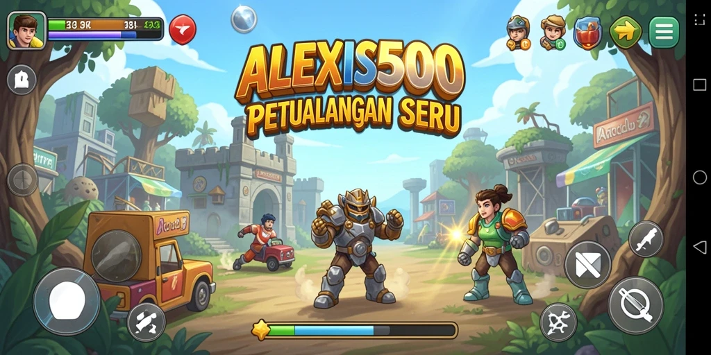 Tangkapan layar gameplay seru ALEXIS500 yang menampilkan aksi Arcade.