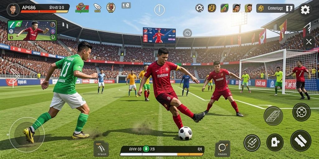 Tampilan gameplay AP686 yang menampilkan aksi olahraga seru.