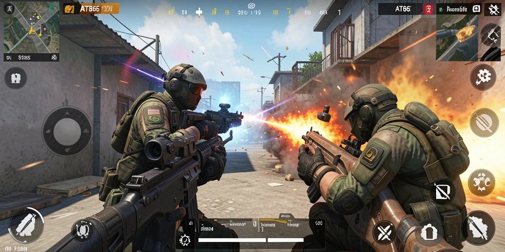 Gameplay seru dalam AT866 menampilkan aksi tembak-menembak yang mendebarkan.