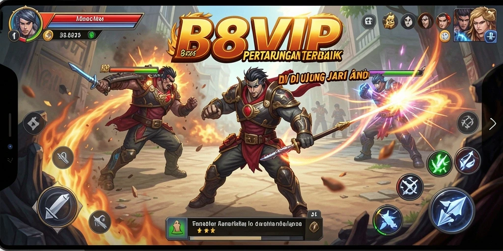 Screenshot game B8VIP dengan pertarungan yang intens dan seru.