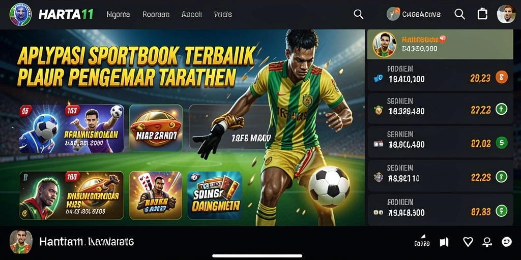 Tampilan aplikasi HARTA11 dengan fitur taruhan olahraga yang menarik.