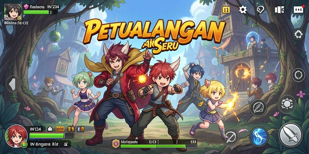 Tampilan gameplay seru dari IN1234 dengan karakter anime keren.