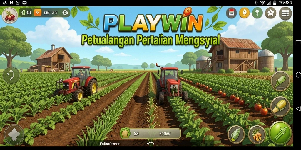 Tangkapan layar gameplay <strong>PLAYWIN</strong> menampilkan aktivitas bertani yang seru.