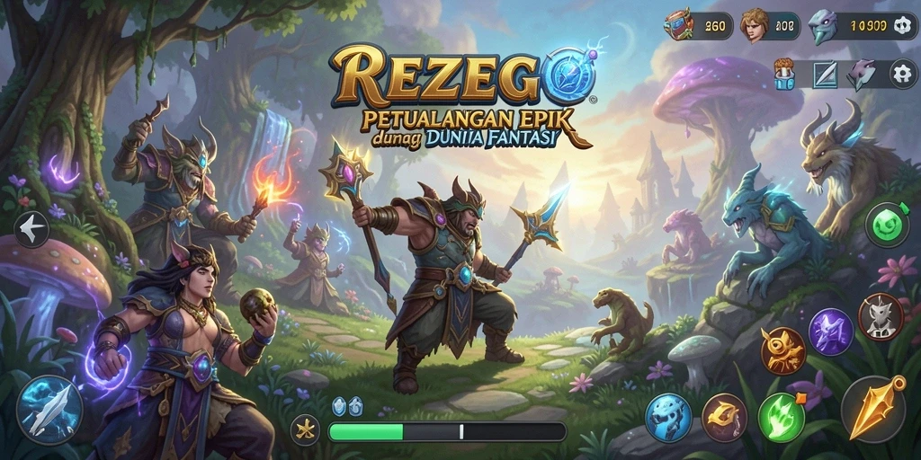 Screenshot menunjukkan aksi pertarungan yang epik di REZEGO.