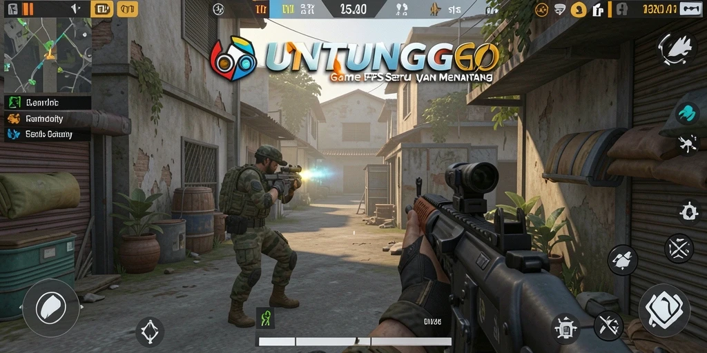 Gameplay seru UNTUNGGO dengan aksi tembak-menembak yang intens.