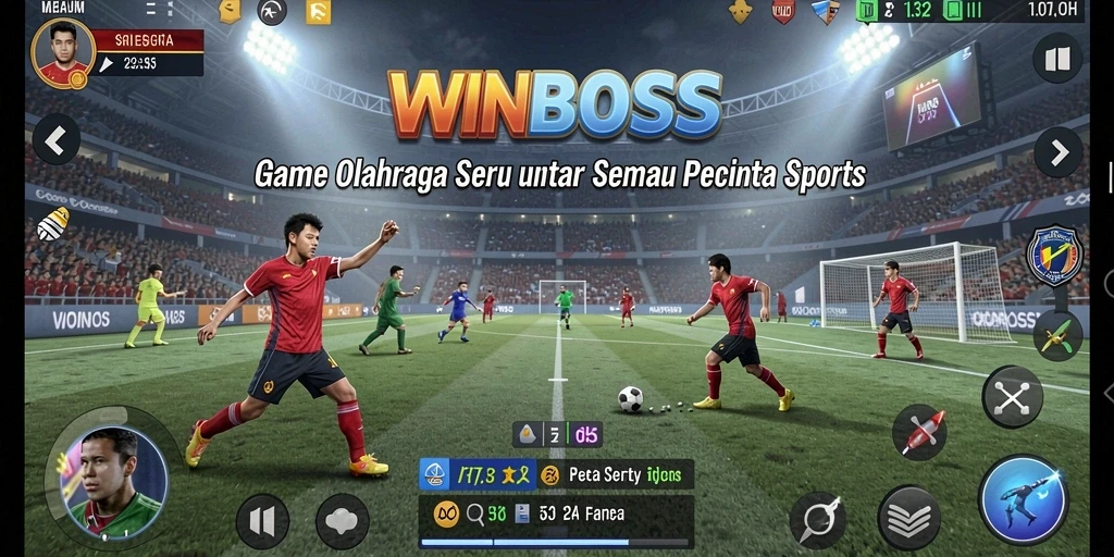 Gameplay seru dalam WINBOSS dengan adegan olahraga menarik.